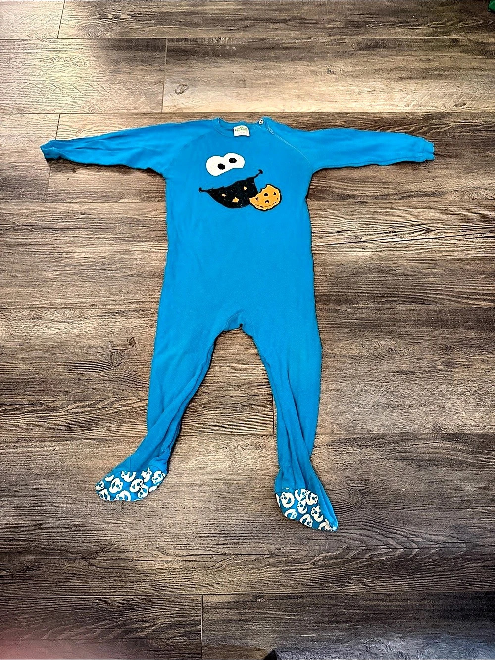 Sesame Street Cookie Monster Fleece Footed Sleeper Blue 24M